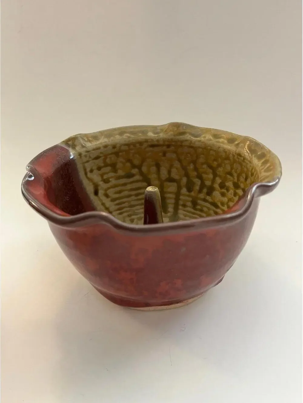 Vintage Western Hill Pottery, Seagrove, NC Red & Cream Ceramic Apple Corer Ring